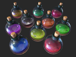 Healing Potion Magic Elixir Bottle of Liquid 3D Model