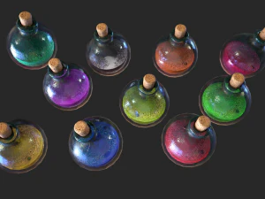 Healing Potion Magic Elixir Bottle of Liquid 3D Model