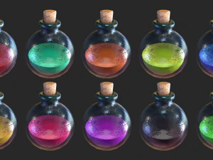 Healing Potion Magic Elixir Bottle of Liquid 3D Model