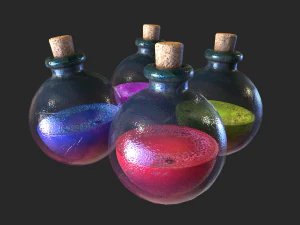 Healing Potion Magic Elixir Bottle of Liquid 3D Model