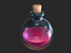 Healing Potion Magic Elixir Bottle of Liquid 3D Model