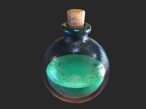 Healing Potion Magic Elixir Bottle of Liquid 3D Model