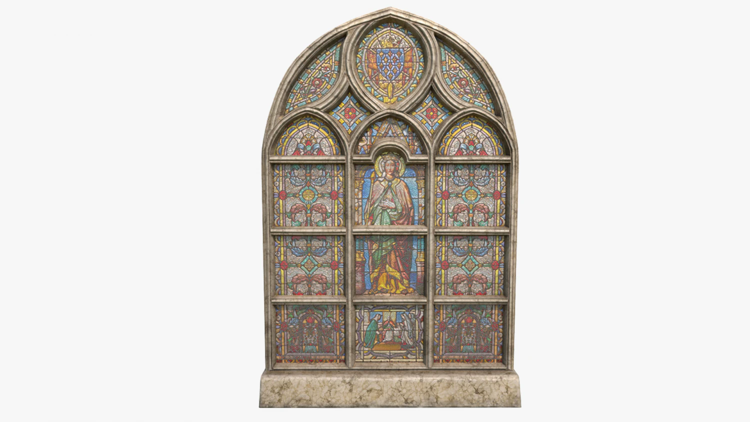 stained glass window 3D Model .c4d .max .obj .3ds .fbx .stl .blend 