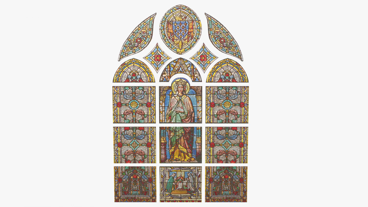stained glass window 3D Model .c4d .max .obj .3ds .fbx .stl .blend 