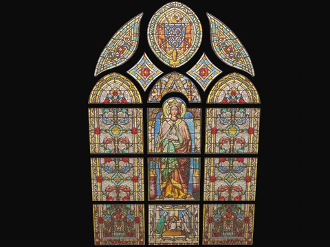 Stained Glass Window Church Medieval Temple 3D Model