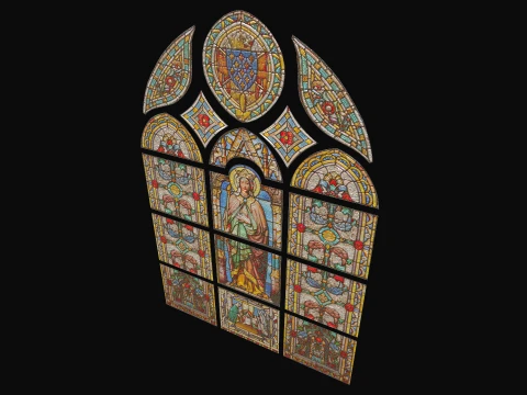Stained Glass Window Church Medieval Temple 3D Model