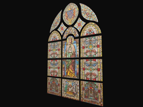Stained Glass Window Church Medieval Temple 3D Model