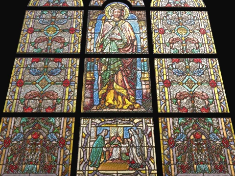Stained Glass Window Church Medieval Temple 3D Model