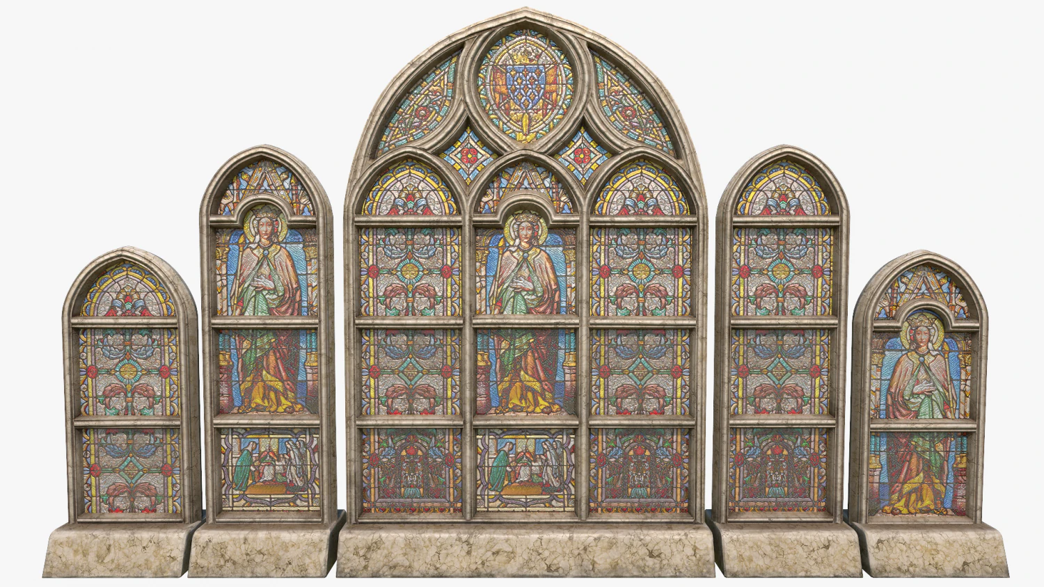 stained glass window pack 3D Model .c4d .max .obj .3ds .fbx .stl .blend 