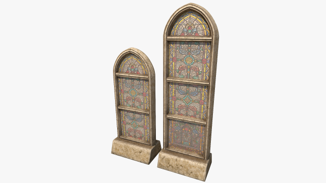 stained glass church window 3D Модель .c4d .max .obj .3ds .fbx .stl .blend 