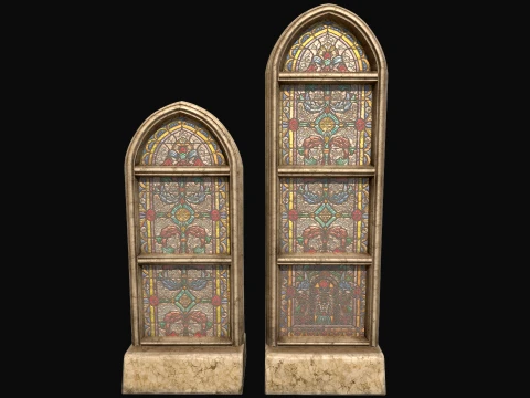 Stained Glass Church Window Medieval Gothic Mosaic 3D Model
