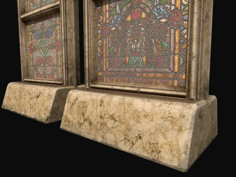 Stained Glass Church Window Medieval Gothic Mosaic 3D Model