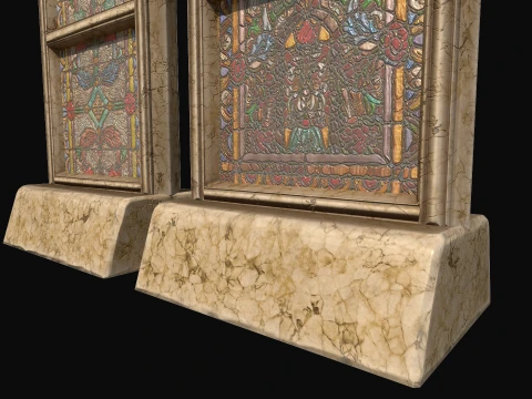 Stained Glass Church Window Medieval Gothic Mosaic 3D Model