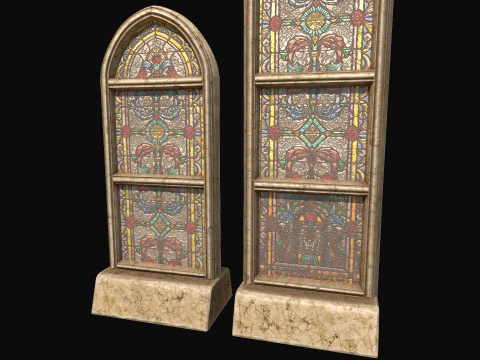 Stained Glass Church Window Medieval Gothic Mosaic 3D Model