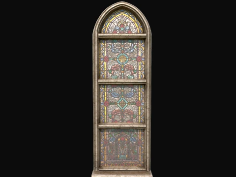 Stained Glass Church Window Medieval Gothic Mosaic 3D Model