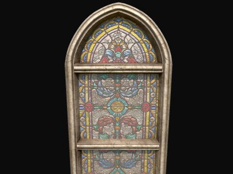 Stained Glass Church Window Medieval Gothic Mosaic 3D Model