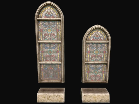Stained Glass Church Window Medieval Gothic Mosaic 3D Model