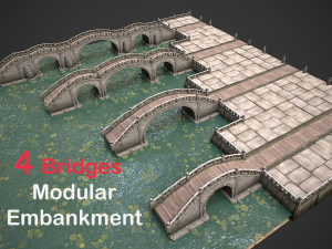 bridges and modular embankment pack 3D Модель