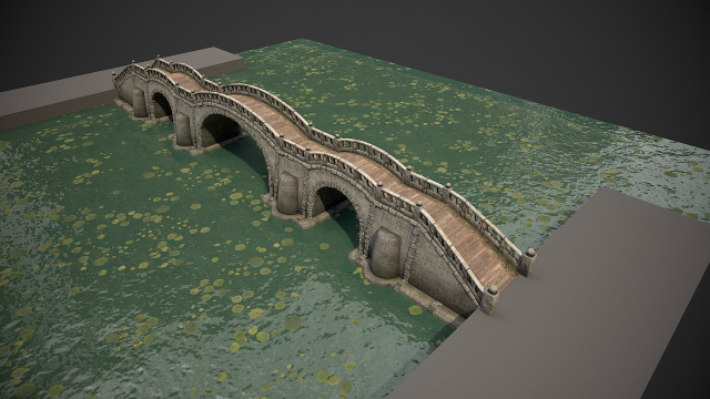 long stone bridge 3D Модель .c4d .max .obj .3ds .fbx .stl .blend 