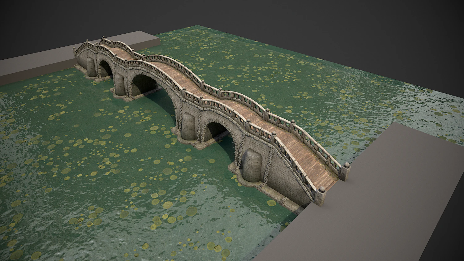 long stone bridge 3D Model .c4d .max .obj .3ds .fbx .stl .blend 