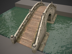 japanese medieval bridge Modèle 3D