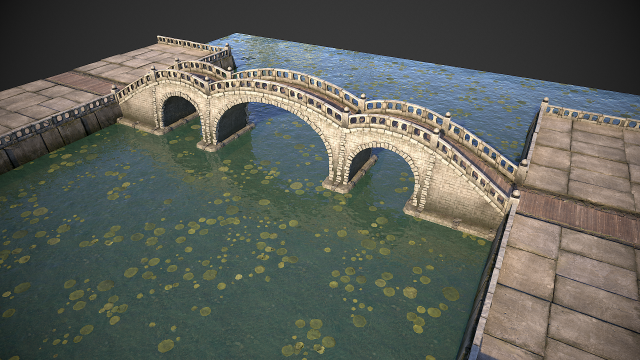 stone bridge with embankment 3Dモデル .c4d .max .obj .3ds .fbx .stl .blend 