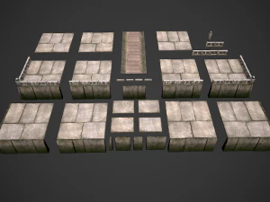 stone bridge with embankment 3D Model