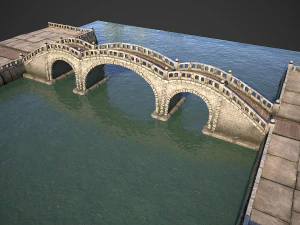 stone bridge with embankment 3D Model