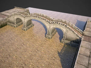 stone bridge with embankment 3D Model