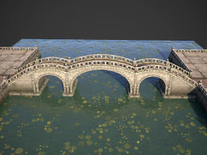stone bridge with embankment 3D Model