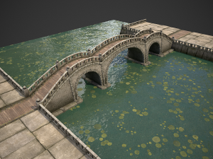 stone bridge with embankment 3Dモデル