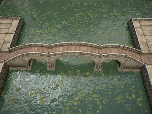 stone bridge with embankment 3D Model