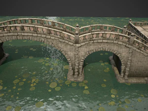 stone bridge with embankment 3D Model