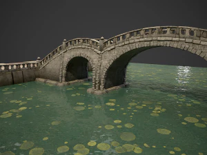 stone bridge with embankment 3D Model