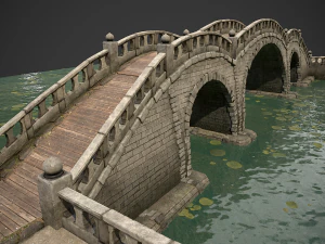 stone bridge with embankment 3D Model