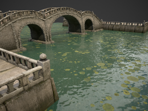 stone bridge with embankment 3Dモデル