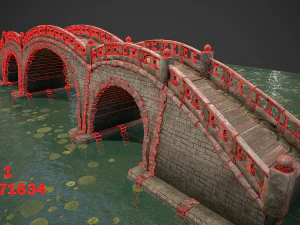 stone bridge with embankment 3D Model