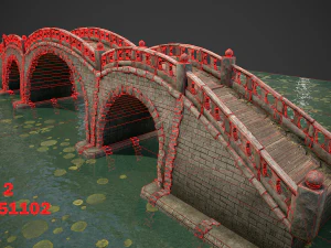 stone bridge with embankment 3D Model
