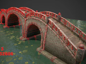 stone bridge with embankment 3D Model