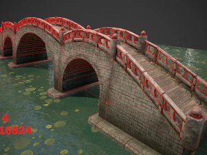 stone bridge with embankment 3D Model