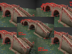 stone bridge with embankment 3D Model