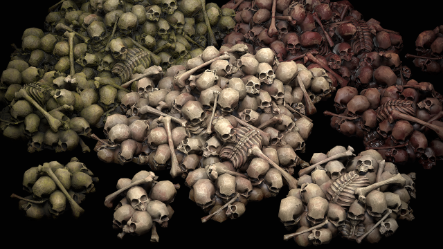 pile of bones and skulls set 3D मॉडल .c4d .max .obj .3ds .fbx .stl .blend 