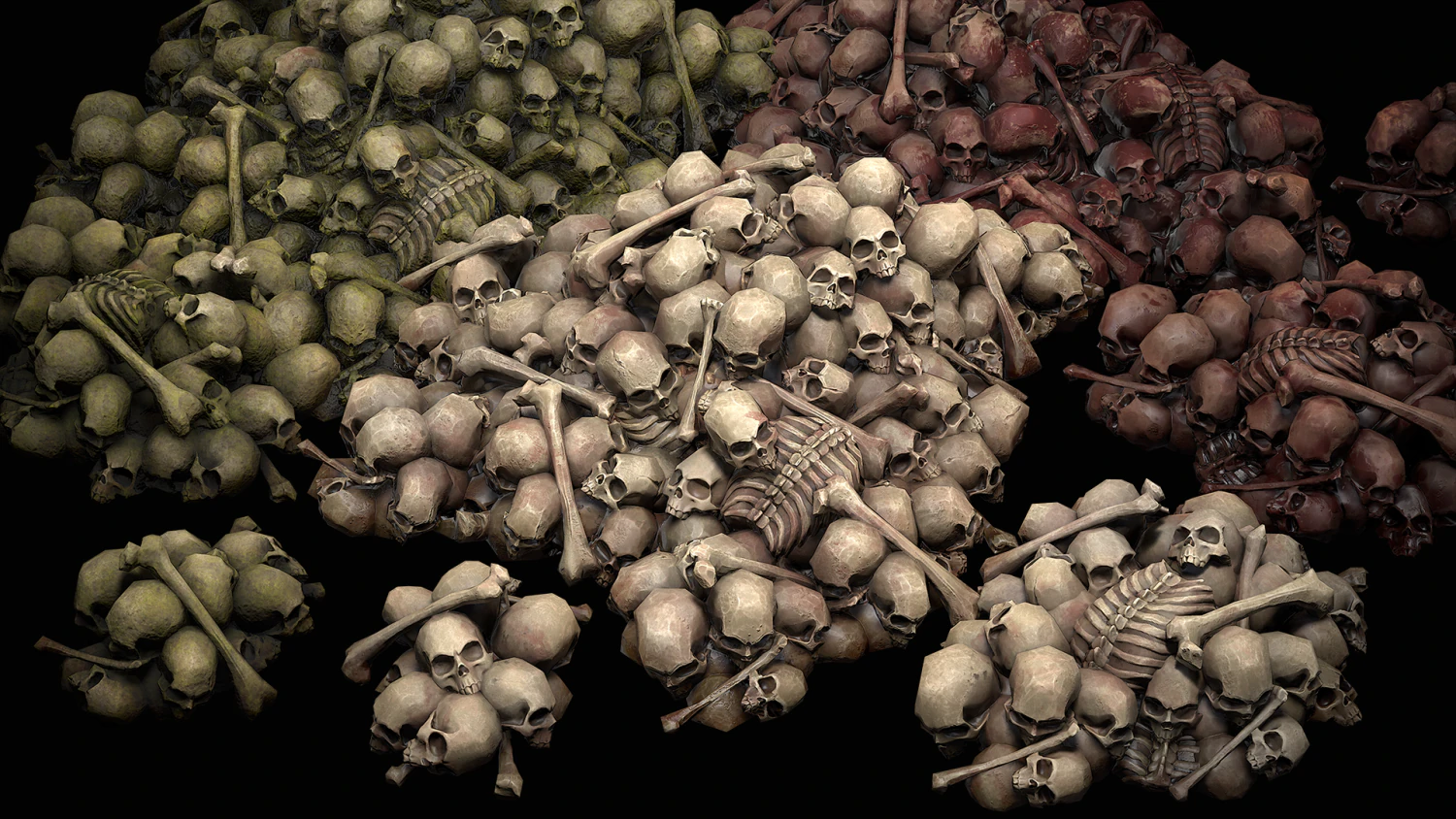 pile of bones and skulls set 3D Model .c4d .max .obj .3ds .fbx .stl .blend 