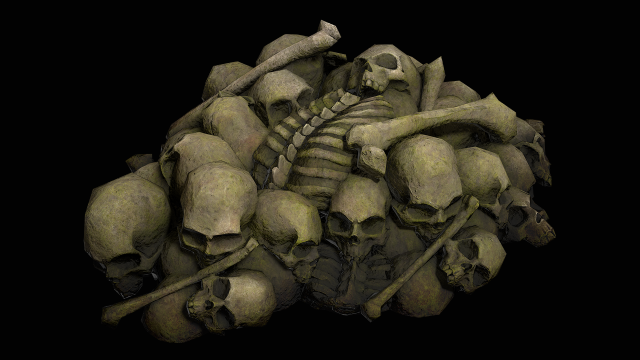 pile of bones and skulls set Bas-poly Modèle 3D