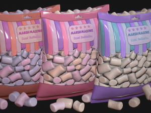 pack of marshmallows model 3D Модель