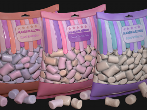 pack of marshmallows model 3D Модель