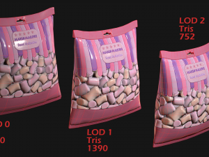 pack of marshmallows model 3D Модель