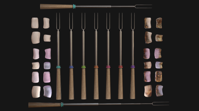 marshmallow roasting sticks 3D Model .c4d .max .obj .3ds .fbx .stl .blend 