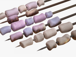 marshmallows colorful on sticks 3D Model