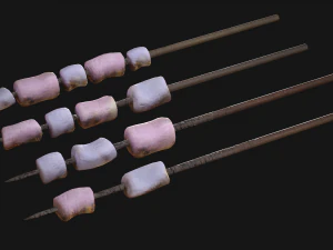 Marshmallow Roasting Sticks Sweet Dessert 3D Model